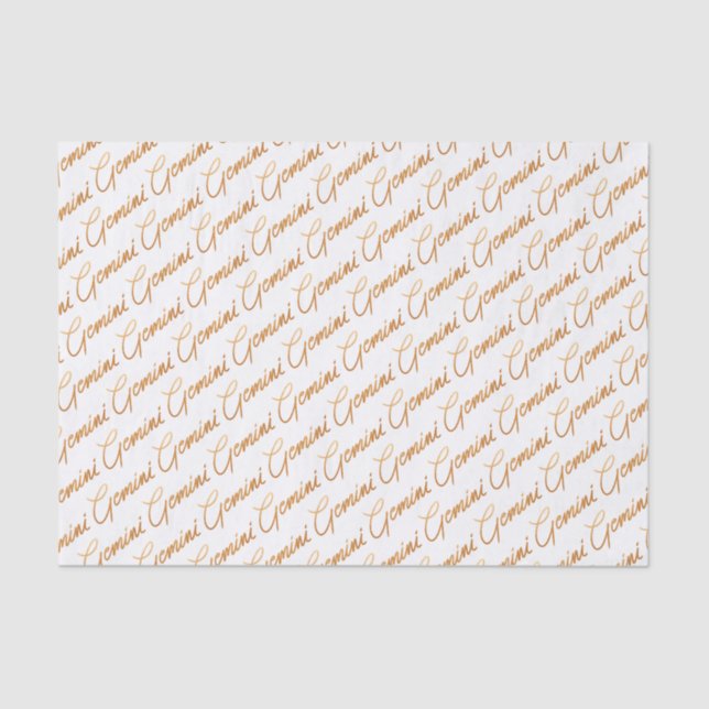 Zodiac "Gemini" Gold Script Tissue Paper (Front)