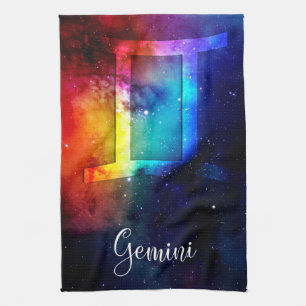 Zodiac : Gemini Rainbow Space Kitchen Towel