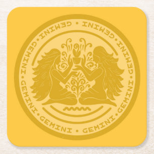 Zodiac Gemini Square Paper Coaster