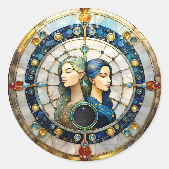 Zodiac - Gemini The Twins Classic Round Sticker (Front)