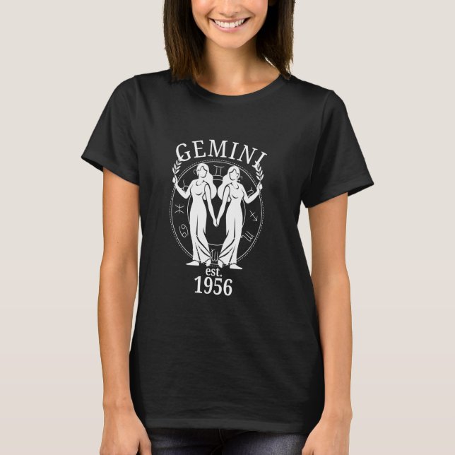 Zodiac Gemini Twins Born in 1956 T-Shirt (Front)