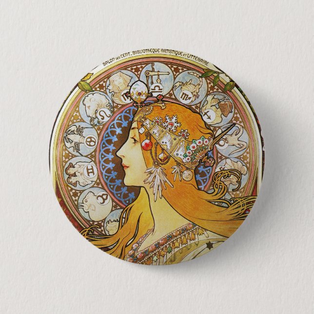 Zodiac Goddess 2 Inch Round Button (Front)