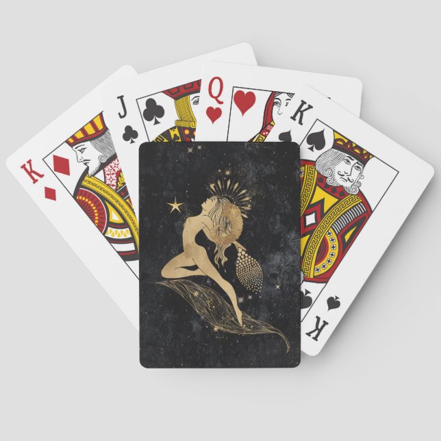 Zodiac Goddess | Cosmic Gold Aries Astrology Playing Cards (Back)