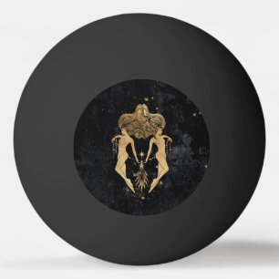 Zodiac Goddess Cosmic Gold Gemini Astrology Ping Pong Ball