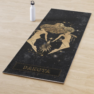 Zodiac Goddess   Cosmic Gold Gemini Astrology Yoga Mat