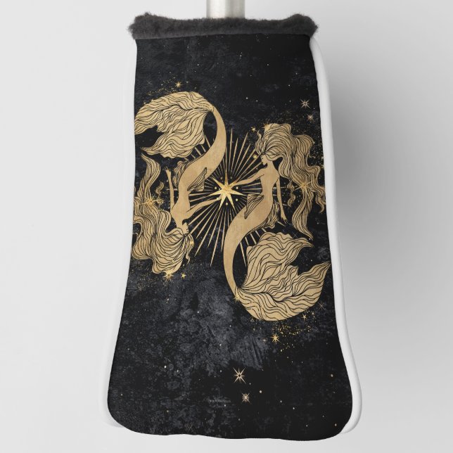 Zodiac Goddess | Cosmic Gold Pisces Astrology Golf Head Cover (Rotate 90)