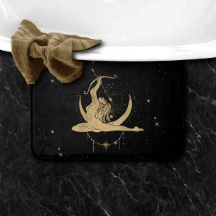 Zodiac Goddess   Cosmic Gold Sagittarius Astrology Bath Mat