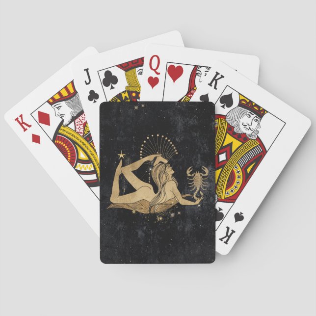 Zodiac Goddess | Cosmic Gold Scorpio Astrology Playing Cards (Back)