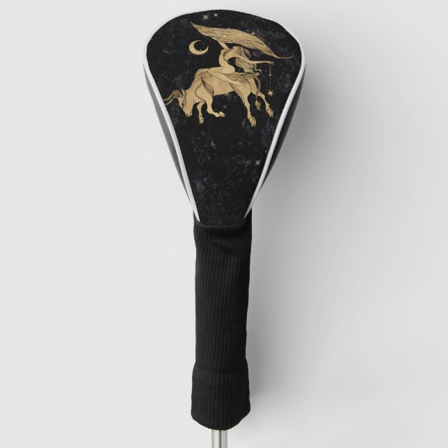 Zodiac Goddess | Cosmic Gold Taurus Astrology Golf Head Cover (Front)