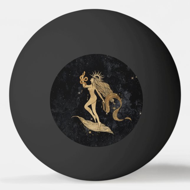Zodiac Goddess | Cosmic Gold Virgo Astrology Ping Pong Ball (Front)