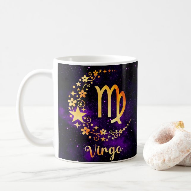 Zodiac Horoscope Virgo Design Coffee Mug Cup (With Donut)