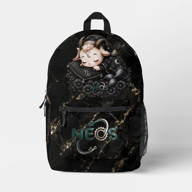 Zodiac Kawaii Neos Capricorn Printed Backpack (Front)