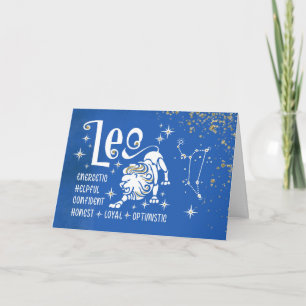 Zodiac Leo Birthday With Sign Constellation Card