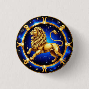 Zodiac Leo Emblem 1 Inch Round Button