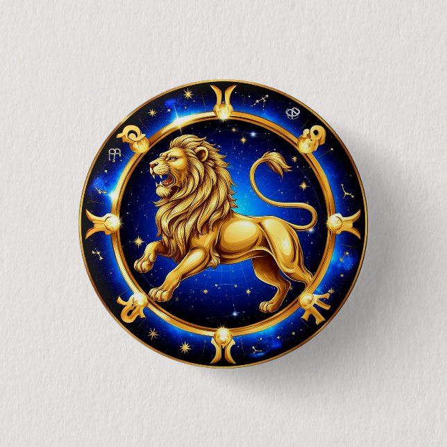 Zodiac Leo Emblem 1 Inch Round Button (Front)