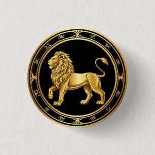 Zodiac Leo Emblem 1 Inch Round Button