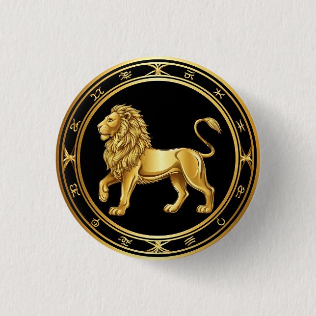 Zodiac Leo Emblem 1 Inch Round Button (Front)