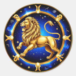 Zodiac Leo Emblem Classic Round Sticker
