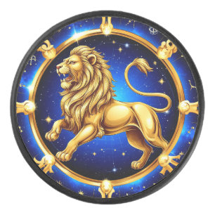 ♌ Zodiac Leo Emblem Hockey Puck Golden Lion Gift ✨