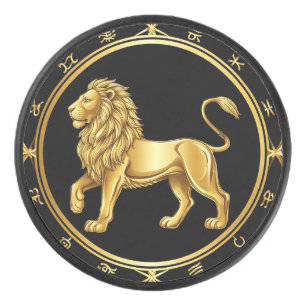 ♌ Zodiac Leo Emblem Hockey Puck Golden Lion Gift ✨