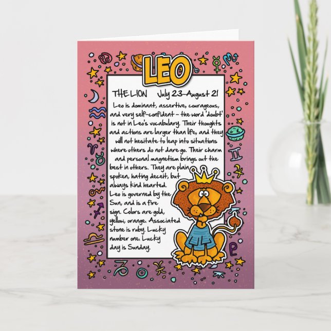 Zodiac - Leo Fun Facts Card (Front)