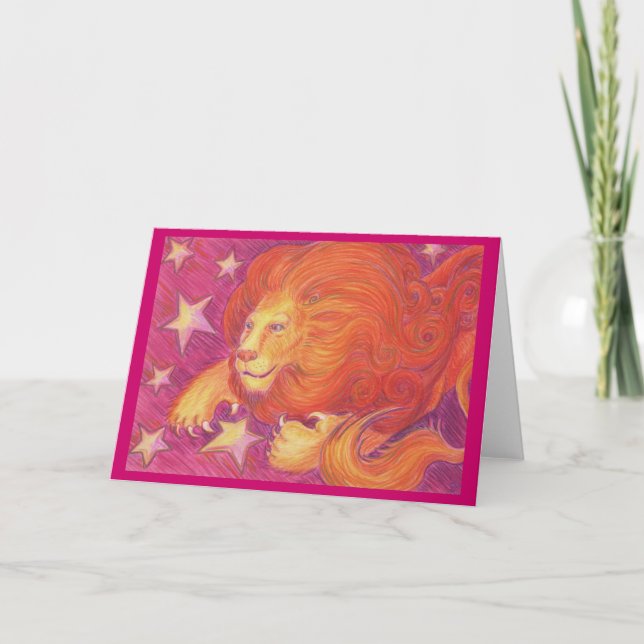 Zodiac Leo greetings card (Front)