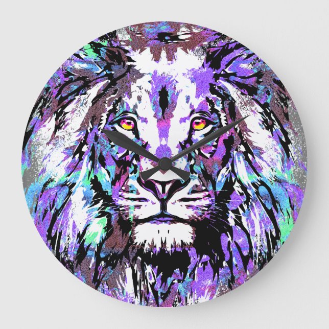 Zodiac Leo - Lion Portrait Drawing - Lion Clock (Front)