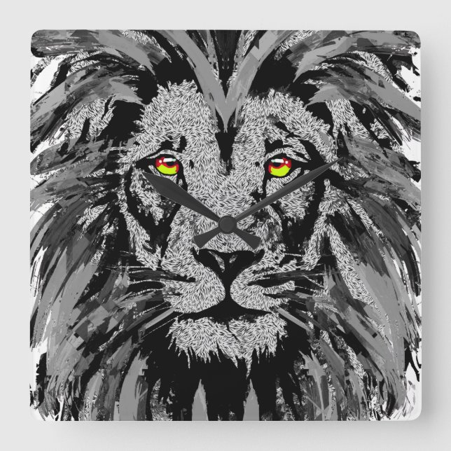 Zodiac Leo - Lion Portrait Drawing - Lion Clock (Front)