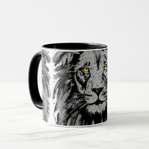 Zodiac Leo - Lion Portrait Drawing - Lion Face Mug