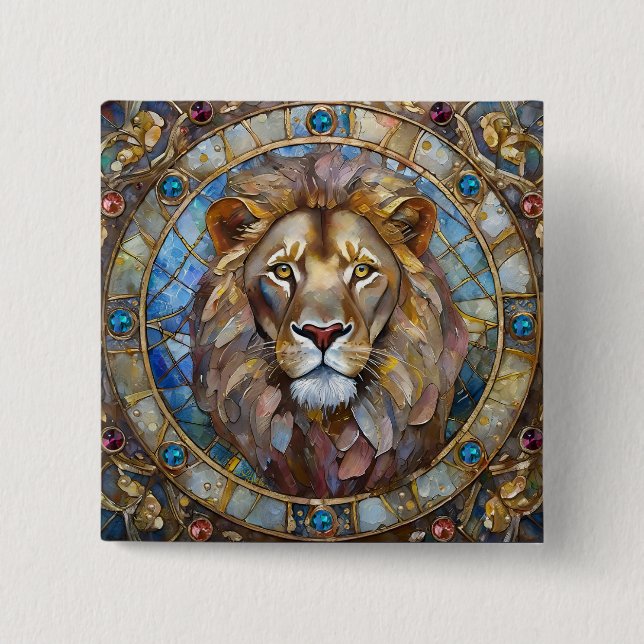 Zodiac - Leo the Lion 2 Inch Square Button (Front)