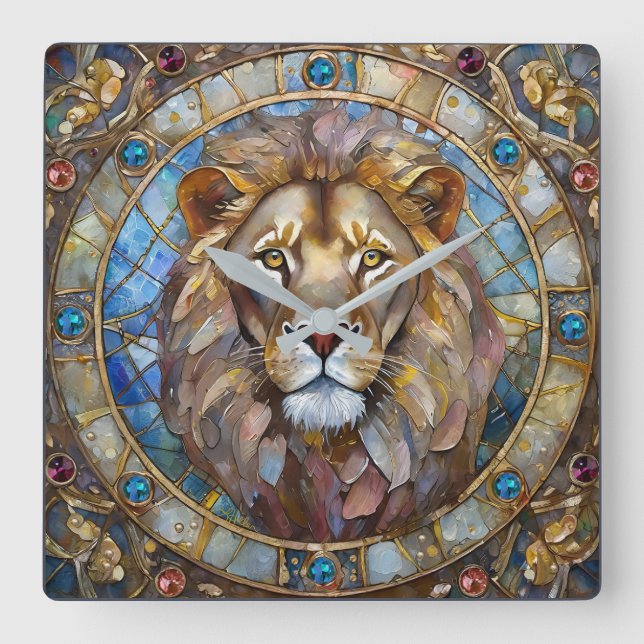 Zodiac - Leo the Lion Square Wall Clock (Front)