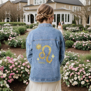 Zodiac Leo Watercolor Personalized Jean Denim Jacket