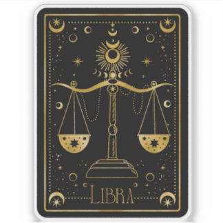 Zodiac Libra Astrological Black & White Sticker