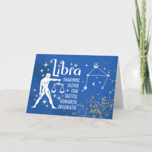 Zodiac Libra Birthday With Sign Constellation Card