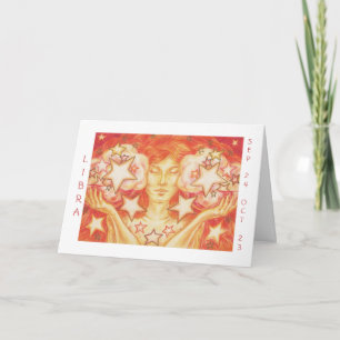Zodiac Libra 'Happy Birthday' card white border
