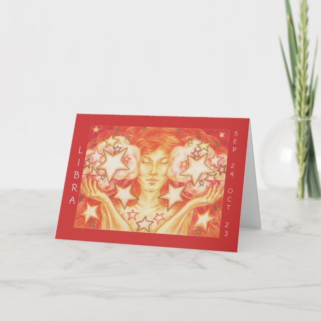 Zodiac Libra 'Happy Birthday' greetings card (Front)