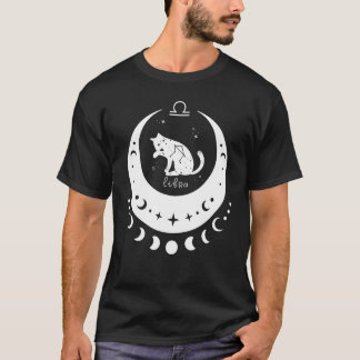 Zodiac Libra Horoscope Astrology Sign Cat Crescent T-Shirt