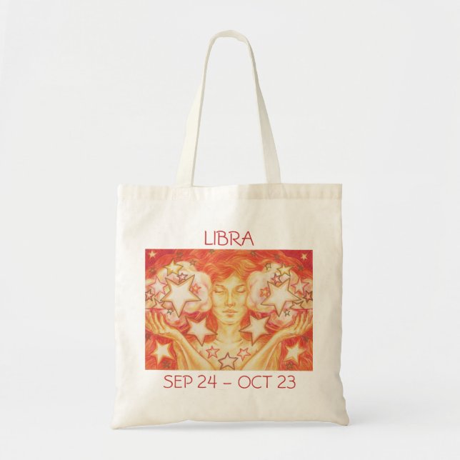 Zodiac Libra tote bag text (Front)