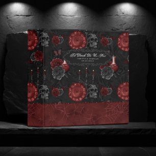 Zodiac Magic Crimson Henna Red Gothic Skull Rose Binder