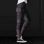 Zodiac Magic | Dark Purple Plum Gothic Skull Roses Leggings<br><div class="desc">Unique wearable art! Sophisticated palette of mixed medium abstract textures add the perfect pop of colour for your personal style. Also transferable to school/office supplies, party accessories, or decor for an easy do-it-yourself home makeover room facelift! For other products or colours, visit the JustFharryn store @ Zazzle or contact the...</div>