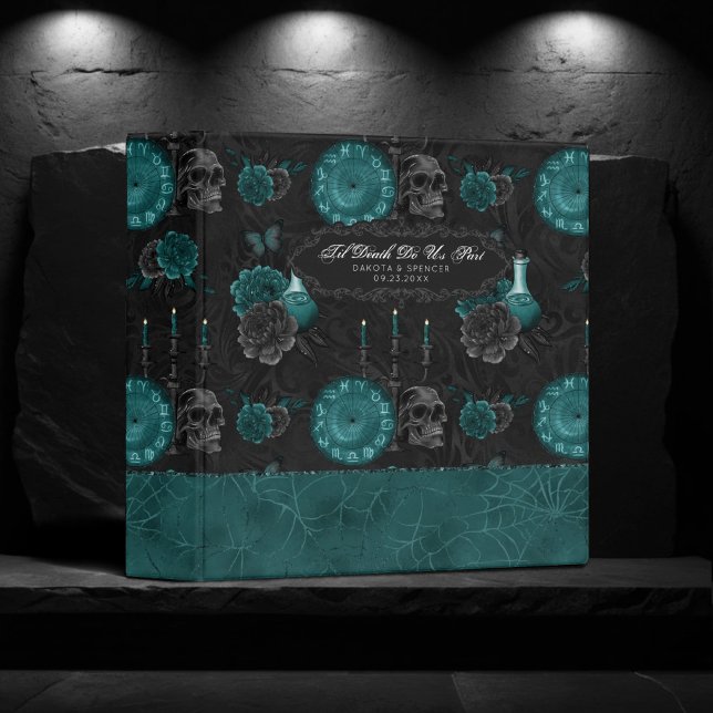 Zodiac Magic | Dark Teal Green Gothic Skull Roses Binder (Creator Uploaded)