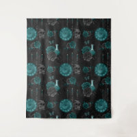Zodiac Magic | Dark Teal Green Gothic Skull Roses