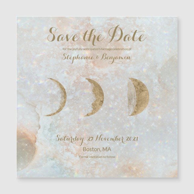 Zodiac Moon Blue Celestial Save the Date Magnet (Front)
