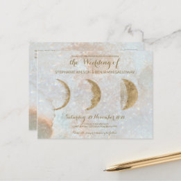 Zodiac Moon Ice Blue Celestial Gold Postcard