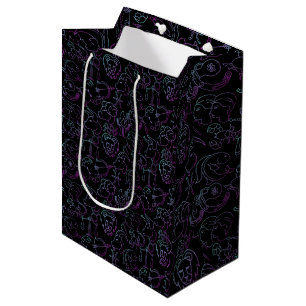 Zodiac Pattern. Luminous x4.b Black BG Medium Gift Bag