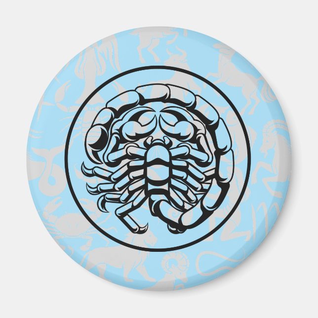 Zodiac Pattern Z02 - Scorpio.w L Blue BG Magnet (Front)