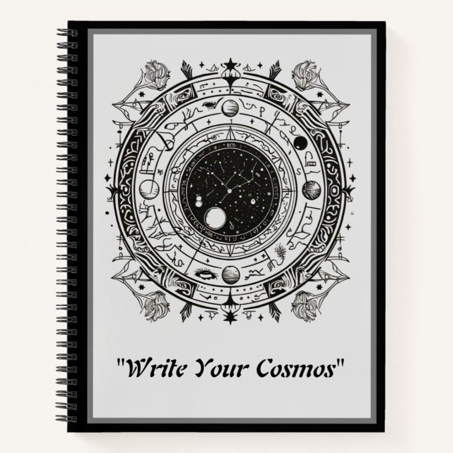 Zodiac Patterns: Intricate Celestial Design Notebook (Front)