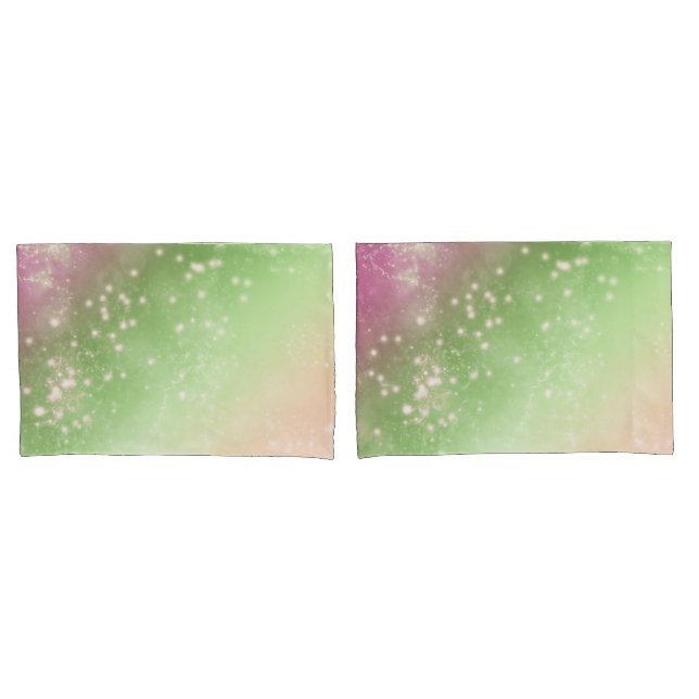 Zodiac : Pink & Green Space Design Pillowcase (Front-Set)