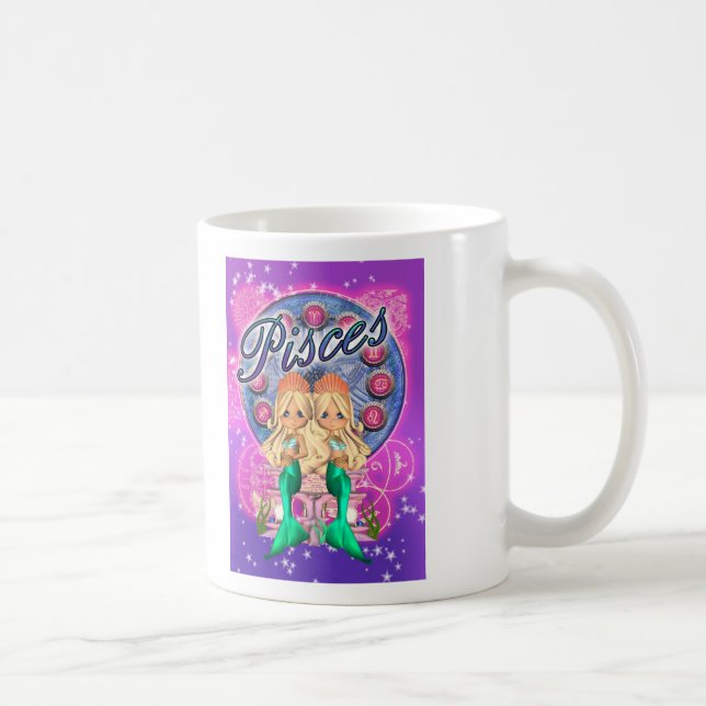Zodiac Pisces Cute Mermaid Mug (Right)