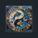 Zodiac - Pisces Fish Yin and Yang 2 Inch Square Button<br><div class="desc">You are viewing The Lee Hiller Photography Art and Designs Collection of Home and Office Decor,  Apparel,  Gifts and Collectibles. The Designs include Lee Hiller Photography and Mixed Media Digital Art Collection http://LeeHiller.com</div>